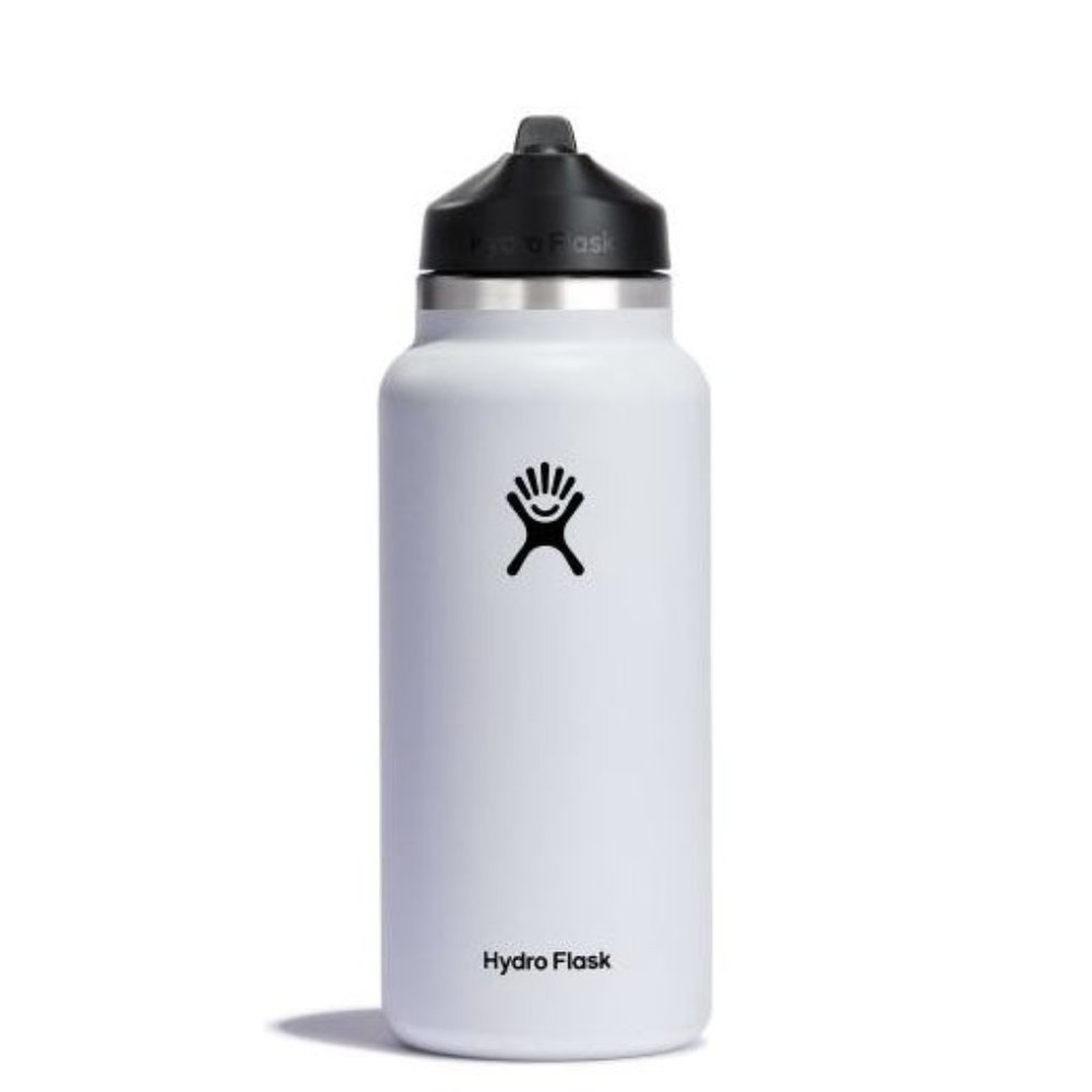 Hydro Flask 32oz Wide Mouth with Straw Lid Bottle White DENTED
